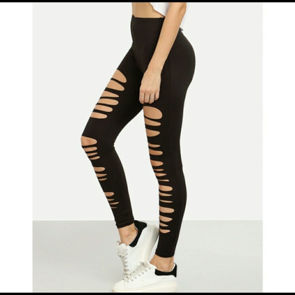 L/xl Ripped style Black Leggings